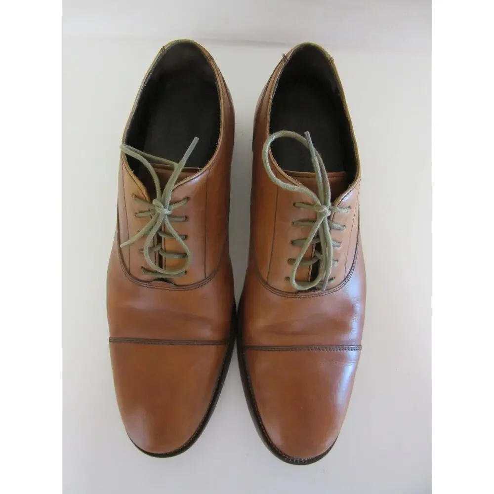 COLE HAAN Williams British Tan Leather 10 1/2M Cap Toe Lace Up Oxford Shoes